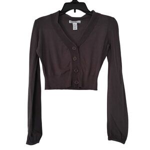 URBAN BEHAVIOR Sweater Cropped Long sleeve Juniors Size Med Brown Button Front